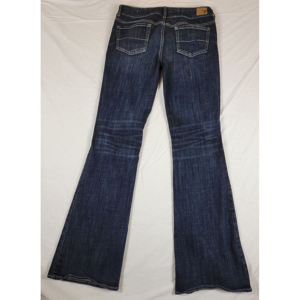 American Eagle Artist Stretch Flare Jeans Dark Wash Blue Womens 10 Long 10L - Picture 5 of 8